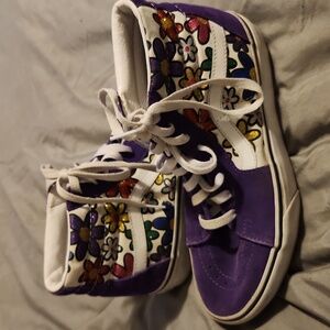 Vans Sk8-Hi Floral Sneakers – Purple/White – Size 8 M / 9.5 W